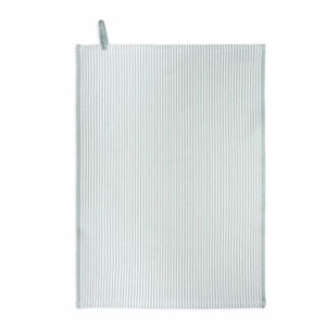 De Walra Theedoek Superior Dry Cloth Jade is een lichtblauwe keukendoek met witte strepen en een ophanglus linksboven.