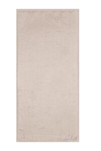 Het Beddinghouse Care-badlaken in beige is gemaakt van een zachte beige stof met netjes gestikte randen en een klein wit label in de hoek.