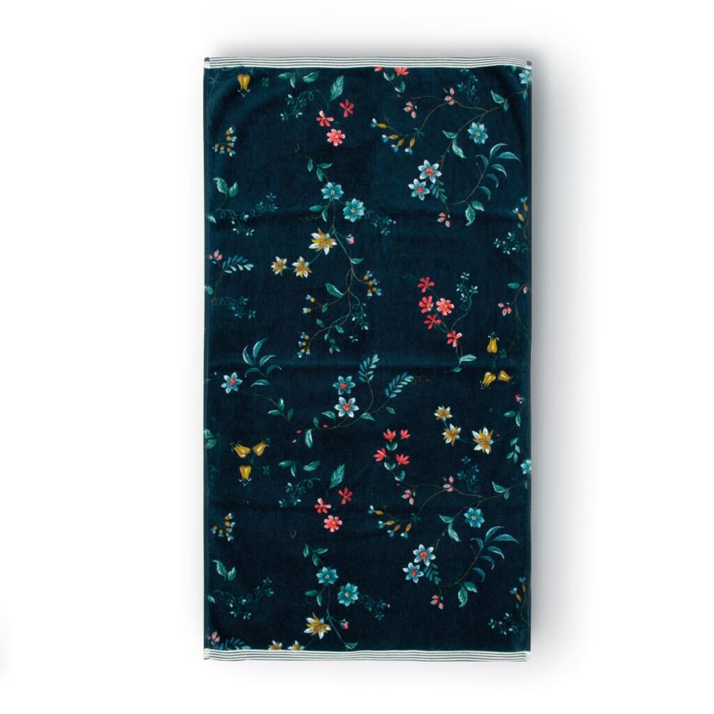 Pip Studio Les Fleurs Handdoek Donker Blauw 55x100 Set van 3