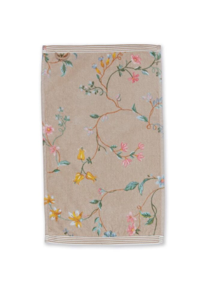 Pip Studio Les Fleurs Gastendoek Khaki 30x50 Set van 3