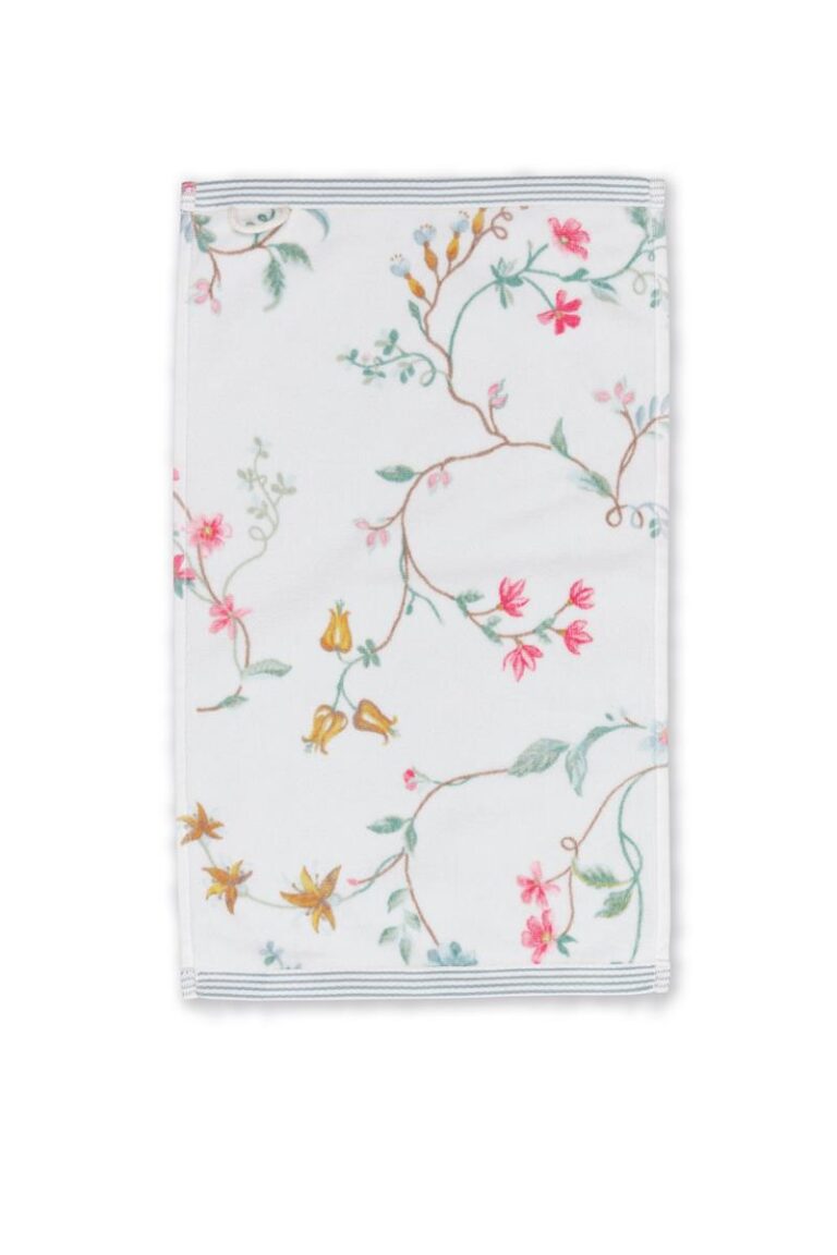 Pip Studio Les Fleurs Gastendoek Wit 30x50 Set van 3