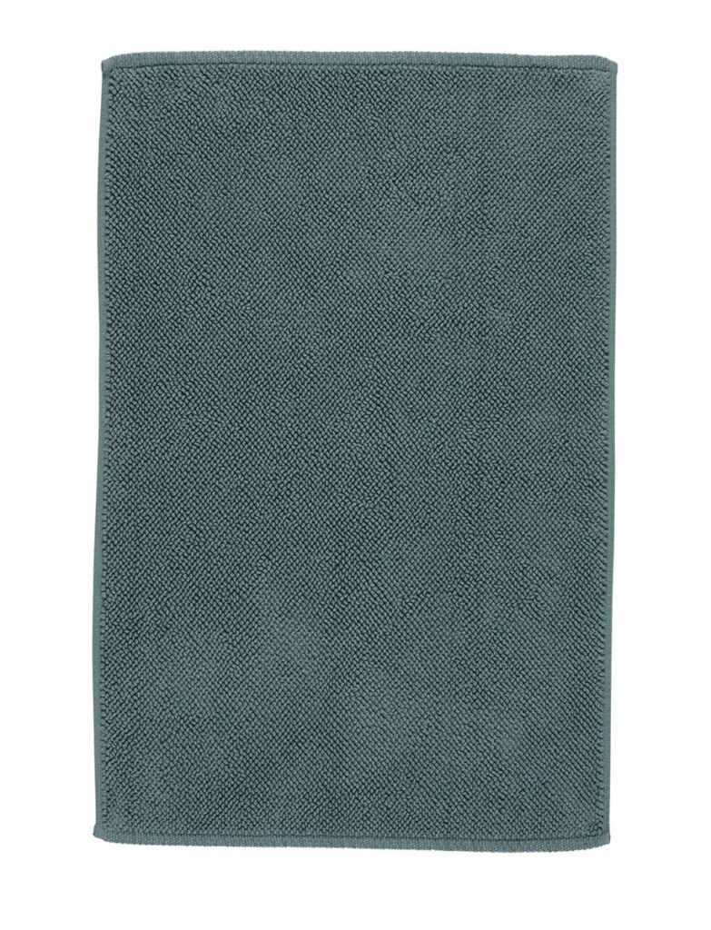 De Beddinghouse Nova badmat Groen is een rechthoekige badmat van microvezel in de kleur teal, met een structuur en netjes gestikte randen.
