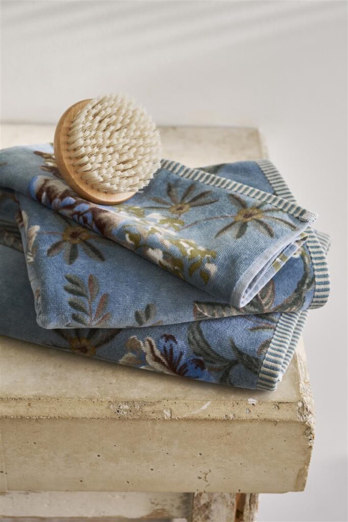 Pip Studio Secret Garden Gastendoek Blauw 30x50 Set van 3