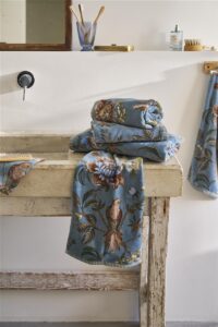 Pip Studio Secret Garden Handdoek Blauw 55x100 Set van 3