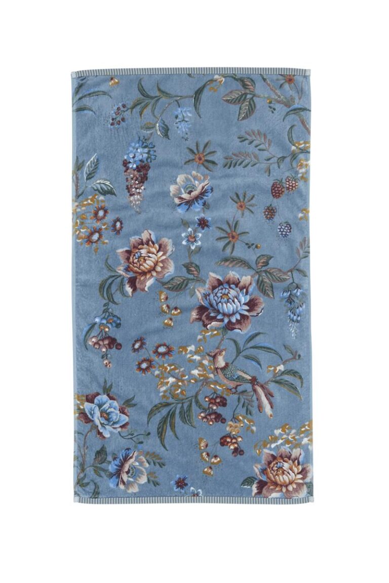 Pip Studio Secret Garden Handdoek Blauw 55x100 Set van 3