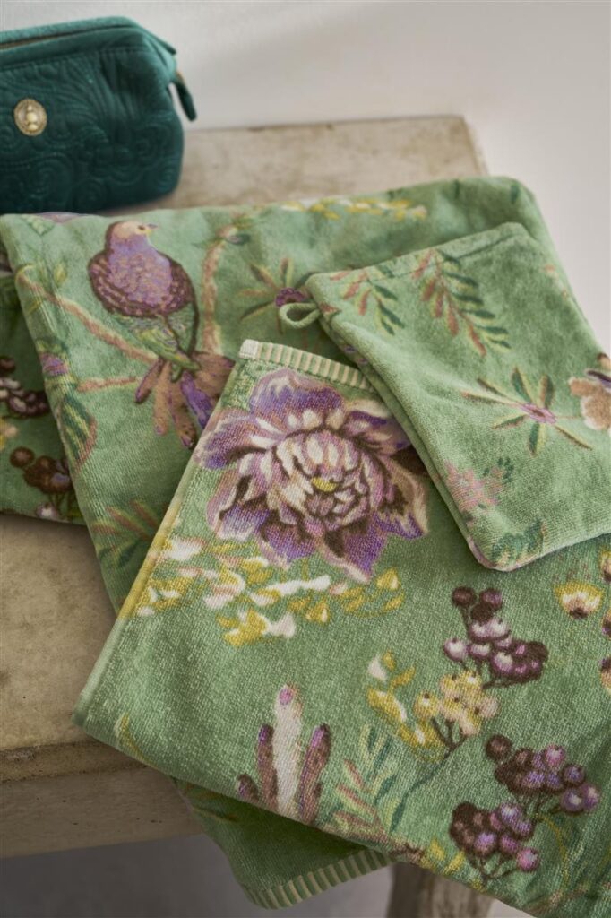 Pip Studio Secret Garden Washand Green 16x22 Set van 3