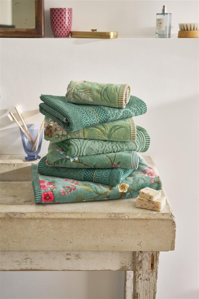 Pip Studio Secret Garden Handdoek Groen 55x100 Set van 3