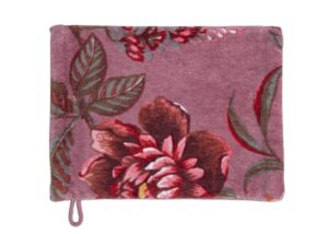 De Pip Studio Secret Garden-set met washandjes in lichtpaars bestaat uit mauve washandjes met een bloemenprint en een handig ophanglusje.