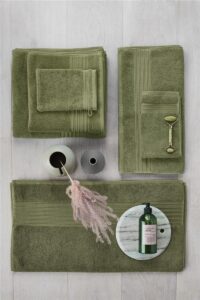 Beddinghouse Sheer Washand Olive Green 16x22 Set van 3