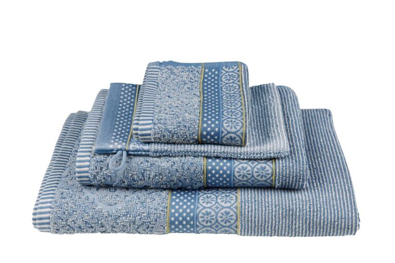 Pip Studio Soft Zellige Handdoek Blauw Grijs 55x100 Set van 3