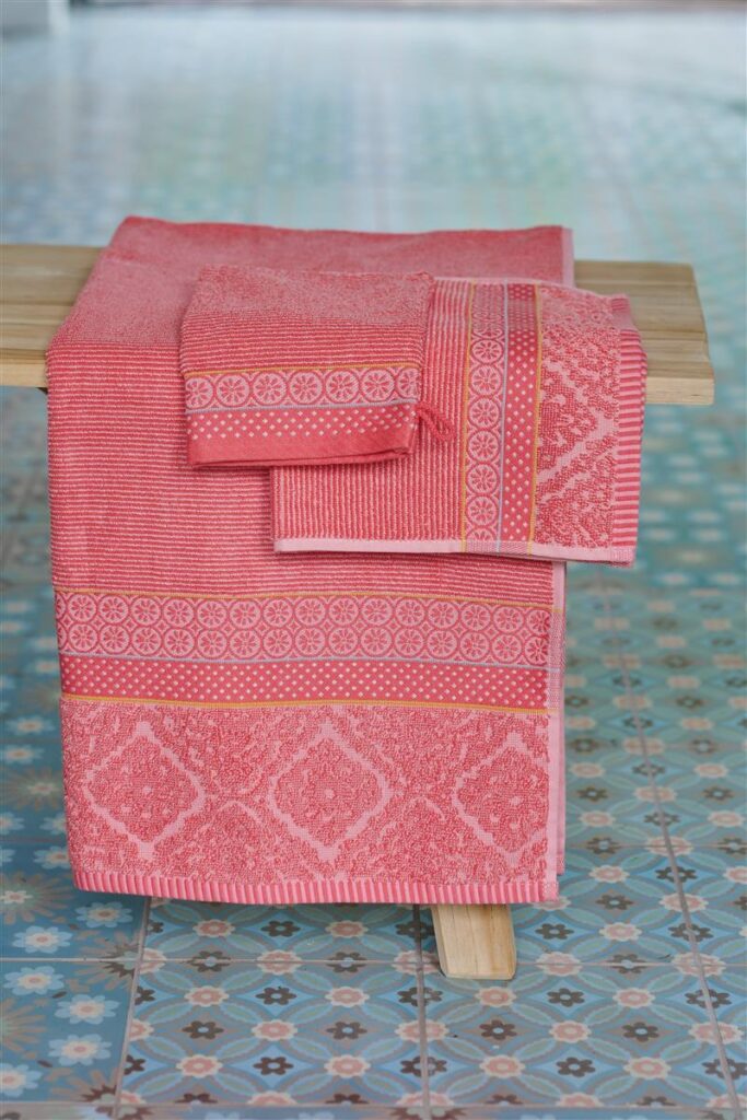 Pip Studio Soft Zellige Washand Coral 16x22 Set van 3