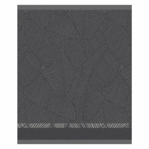 De DDDDD Keukendoek Barrier Grey is een donkergrijze keukendoek met structuur, een subtiel bladmotief en smalle sierranden.