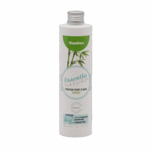 Essentia Wasparfum Bamboo wasgeur in een fles met groene dop en bamboedesign, vervaardigd in Italië met bamboegeur.