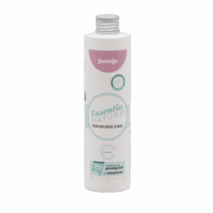Essentia Wasparfum Jasmijn is een fles van 250 ml met blauwgroene en roze accenten, een Nederlands etiket en geschikt voor de gevoelige huid.